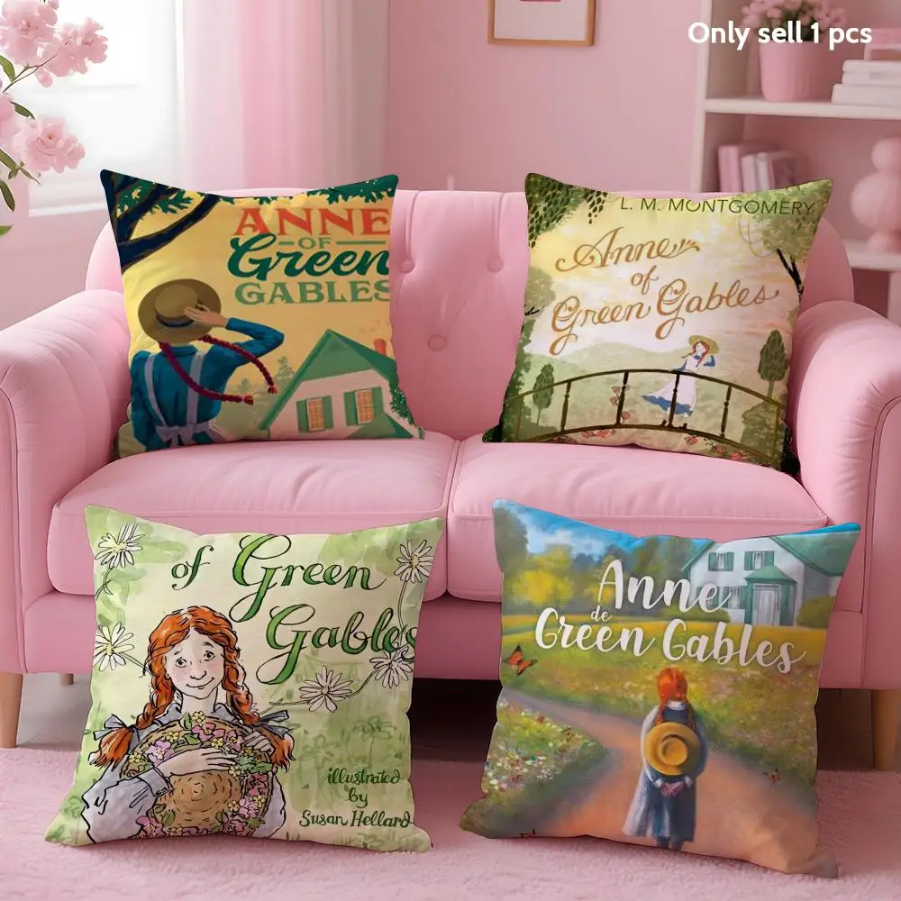 Anne of G-Green Gables Cushion Cover Soft Short Plush Double-Sided Printing Home Decor Machine Washable Pillow Case Gift