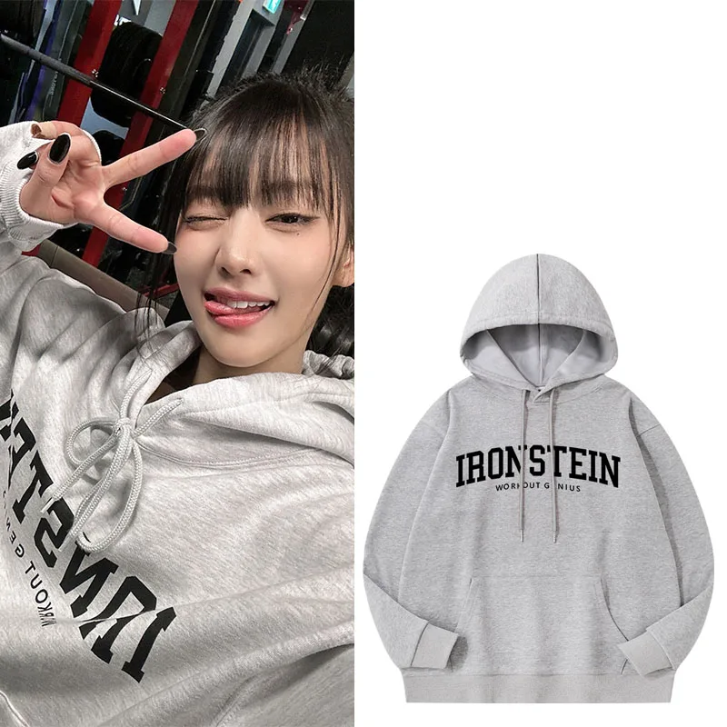 

Толстовка GIDLE MINNIE свободного кроя из чистого хлопка с флисовой подкладкой, на весну, осень и зиму, женская