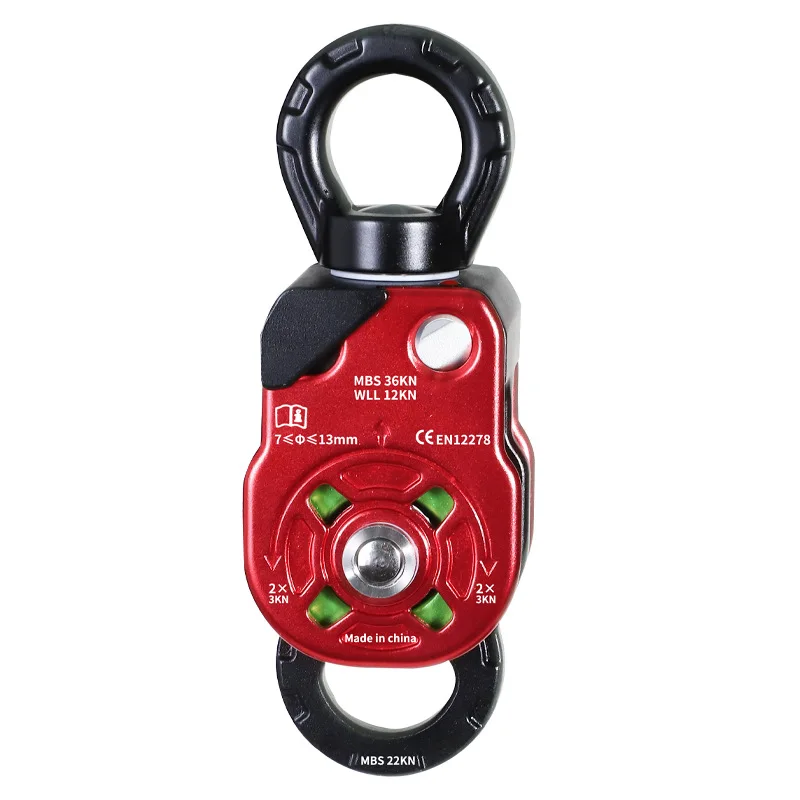 Outdoor Climbing Aluminum Alloy Universal Double Pulley for High-Altitude Working