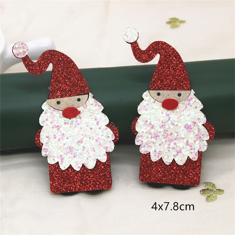 5-10pcs Non-woven PU Shiny Cloth Sequins patches Christmas Owl/Snowman/Reindeer/Tree Appliques For Clothes Supplies Diy Craft