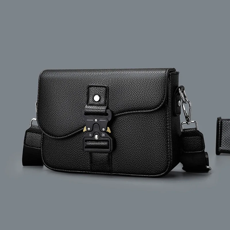 High Quality Crossbody Bag Men Fashion Flap Lock Saddle Bags For Men Luxury Leather Shoulder Bags Male Square Sling Bag Purse