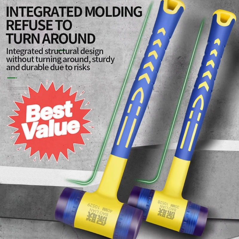 مطرقة مطرقة مطاطية ممتازة قابلة للفصل - رأس 3 في 1 غير قابل للانزلاق مقاوم للصدمات لتركيب الأرضيات/البلاط/الأبواب ومشاريع DIY