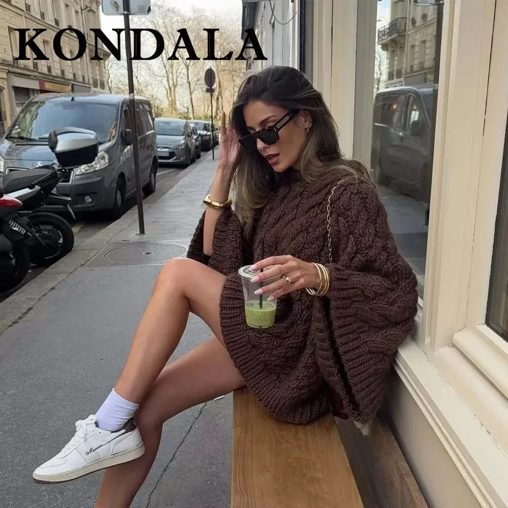 

KONDALA2026 осень-зима повседневные женские свитера модные вечерние свитера для свадьбы, дня рождения, Хэллоуина с большими рукавами, рождественские женские топы