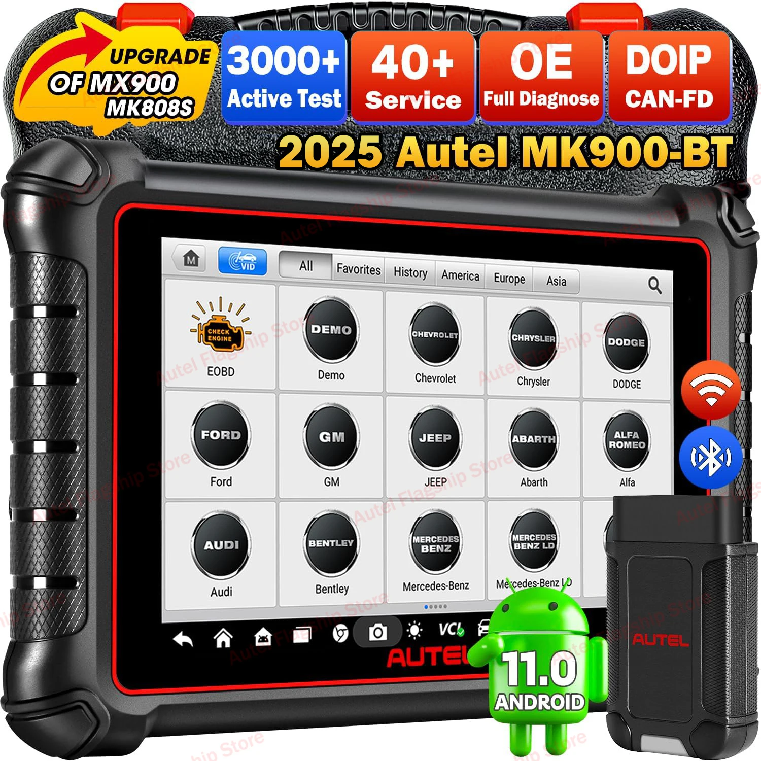 Autel MaxiCOM MK900BT MK900-BT Car Bi-directional Diagnostic Tools 40+ Services CAN FD DOIP Upgrade of MK900 MK808BT Pro MK808S