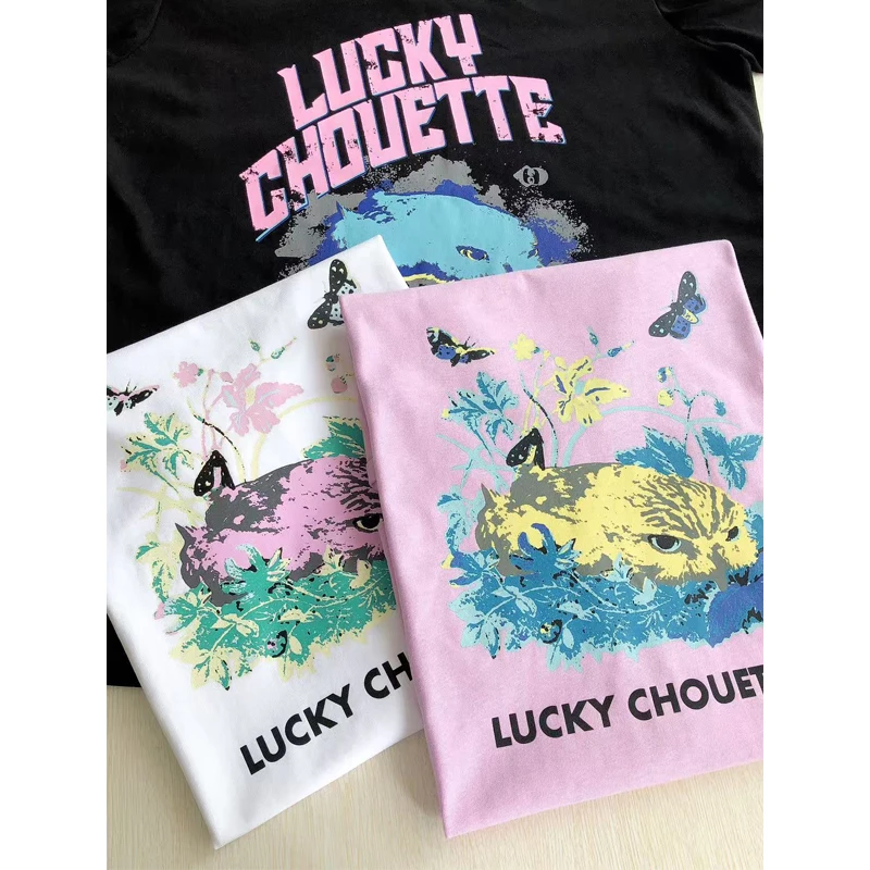 

Luy Faion Anti-Aging Summer Owl Floral Print round Ne Loose ort Sve T-irt Women's 3 Colors Casual Creative Sle