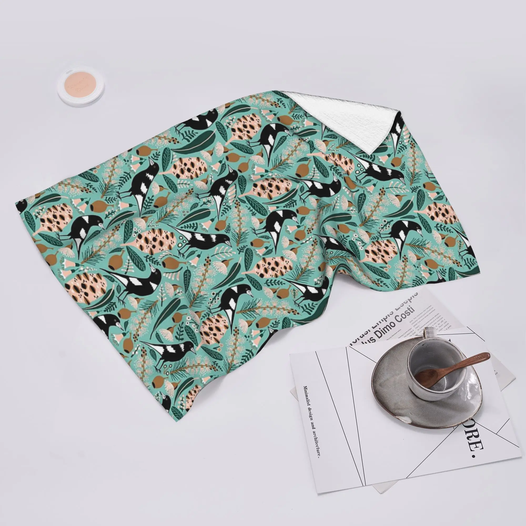 Custom Australian bush magpies Soft Face Towel Quick Dry Pool Bath Cotton Towels Breathable