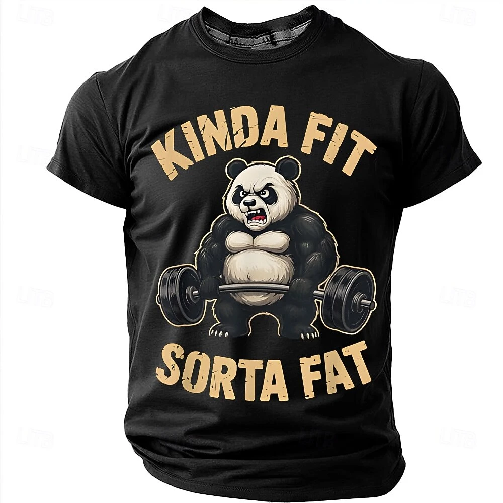 Fashion Gym T-shirt Man Summer Quick Dry Breathable Short Sleeve Tops Funny 3D Panda Printing Tees Casual O-neck Sports T shirts