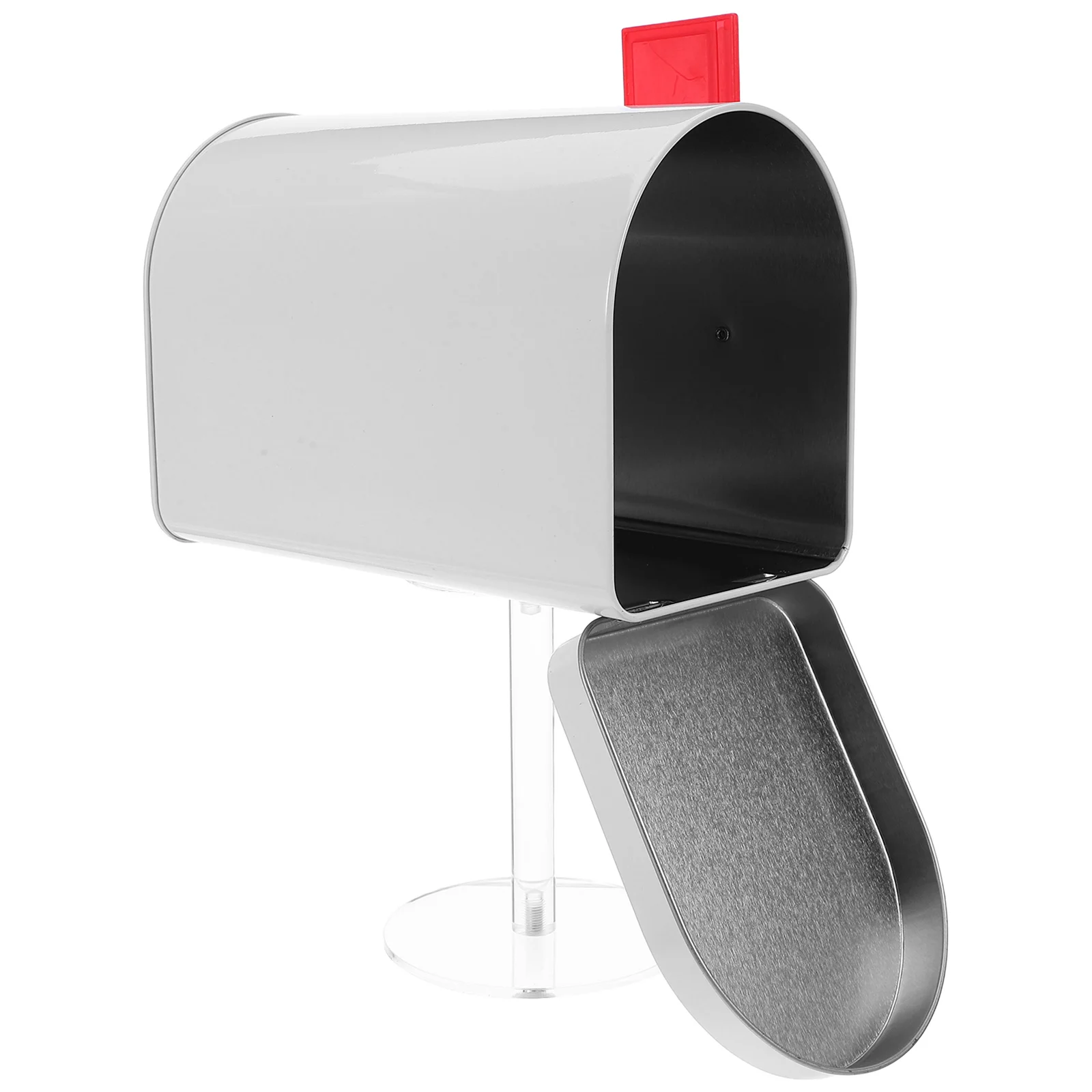 

Waterproof Mini Metal Mailbox White Base Iron Post Box for Home Office Micro Landscape Decor Suggestion Tip Box Ornament