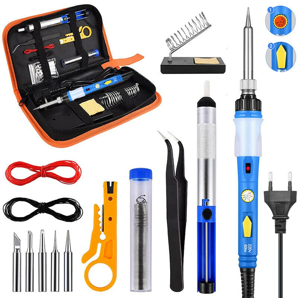 Newest 60W Soldering Iron Kit Electronics Welding Irons Solder Tools Adjustable Temperature Rework Station Heat Pencil