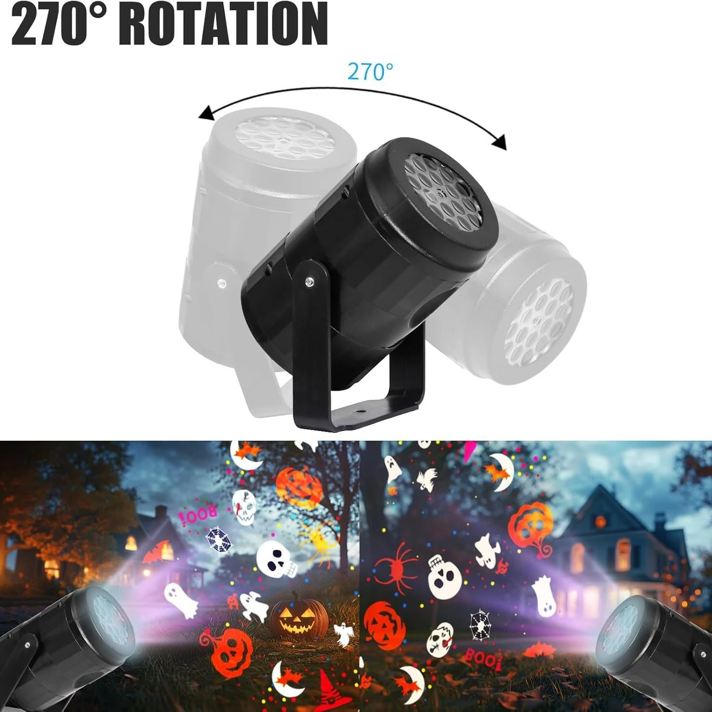 Pumpkin/Snowflake Projector Lights Outdoor/Indoor USB Rotating Santa Claus Ghost Ambient Light Halloween Christmas Festive Decor