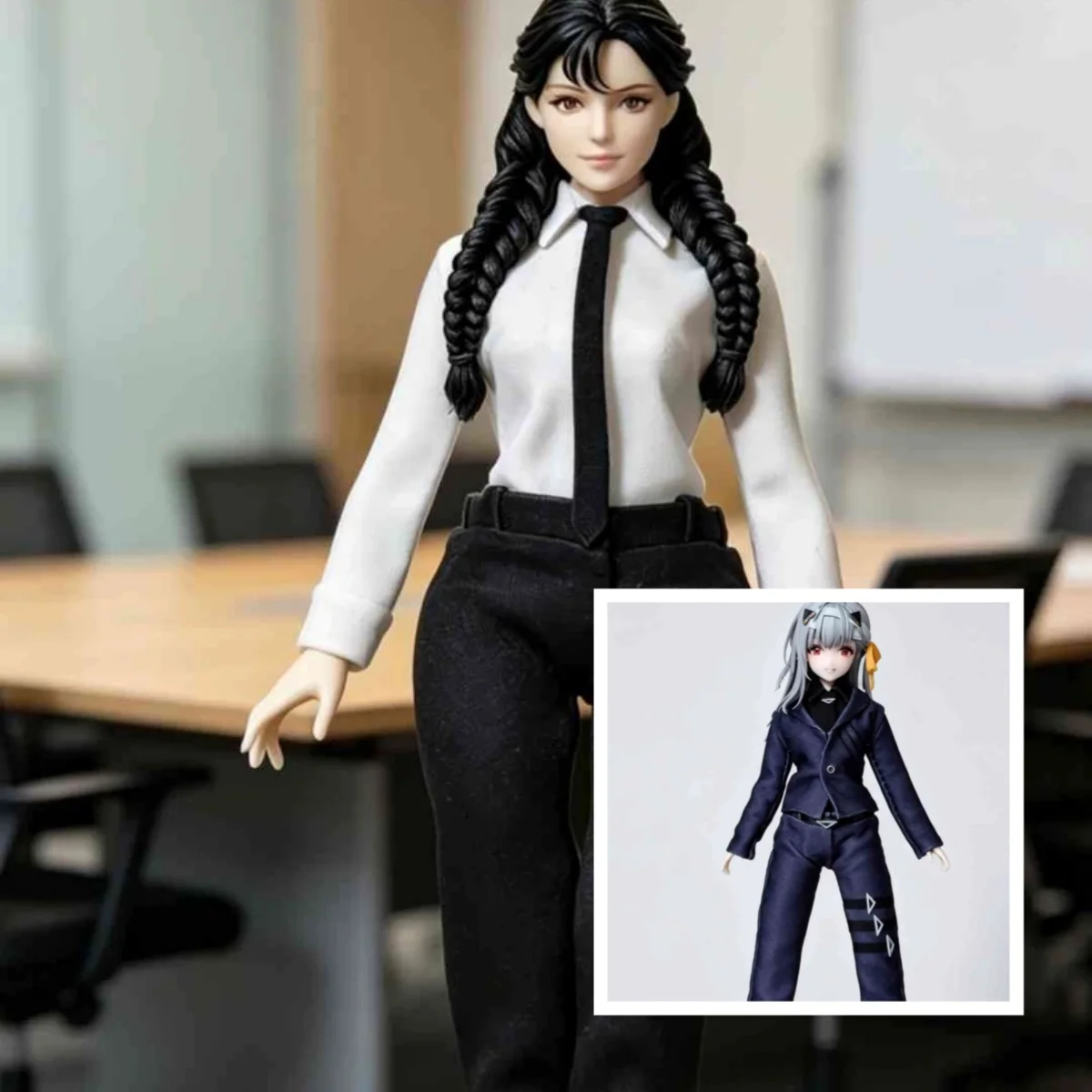 【30 Tage Herstellung】1/12 Maßstab Weiblicher Soldat Handgefertigte Business-Kleidung Hemd Krawatte Hose Gürtel Passend für 6'' Actionfigur Modell für Fans DIY