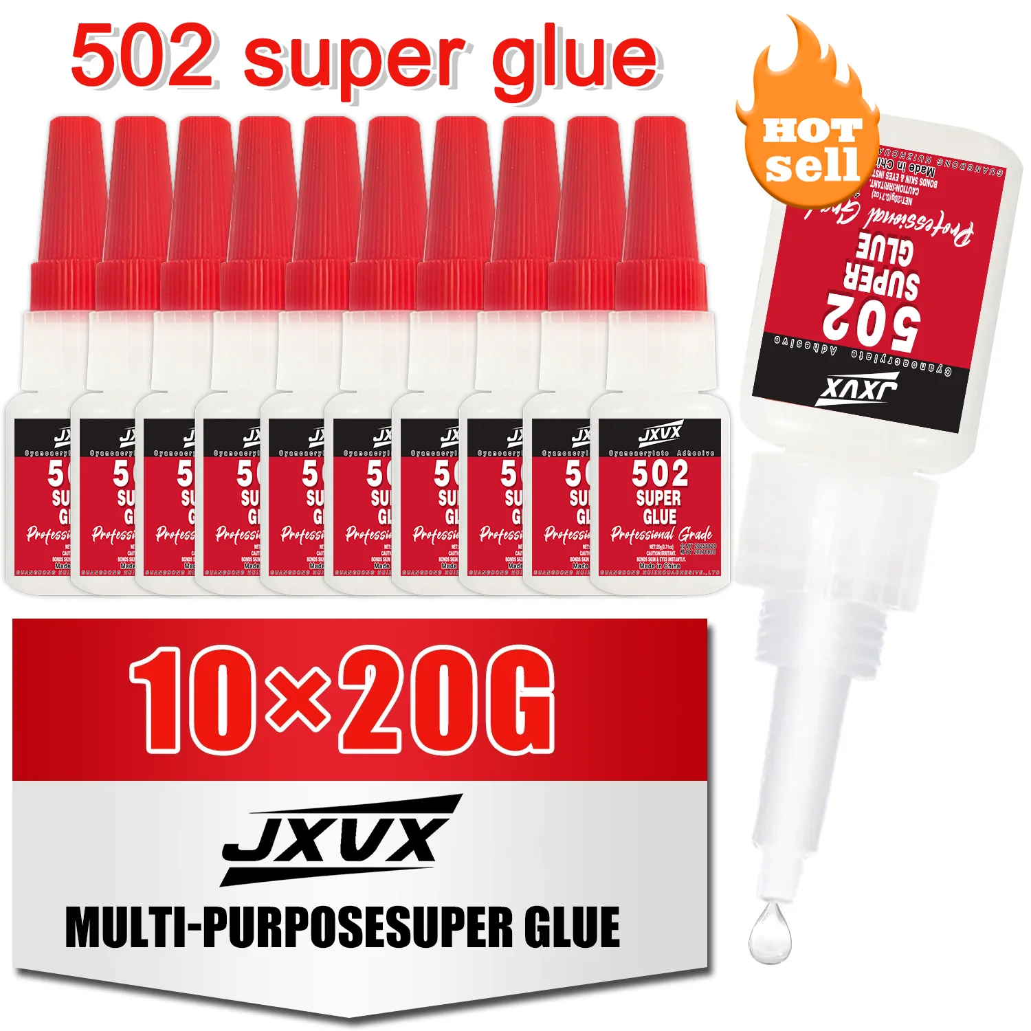 10PCS 502 Super Strong Adhesive 20g, Cyanoacrylate Insta Adh