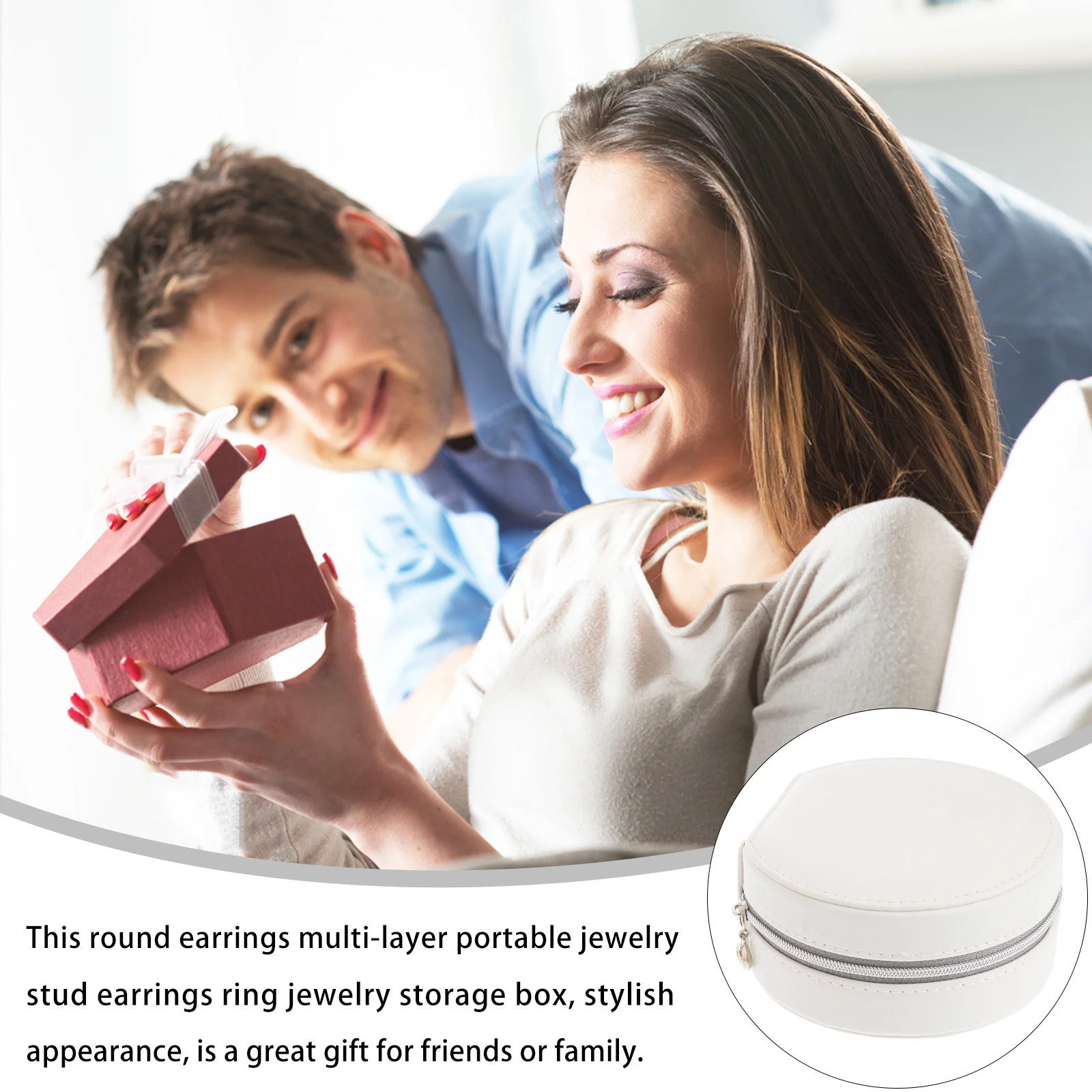 Multi-Layer PU Jewelry Organizer Round Portable Travel Case Small Compact Jewelry Storage Box Earrings Necklace Box