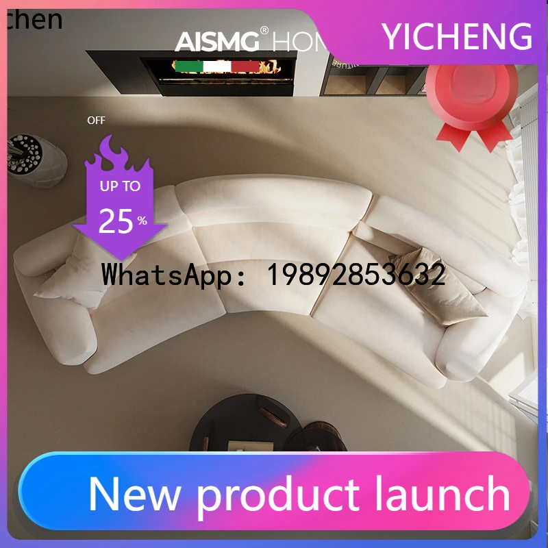 

FF living room small apartment stylish modern simple high-end curved designer fabric sofa living room decoration