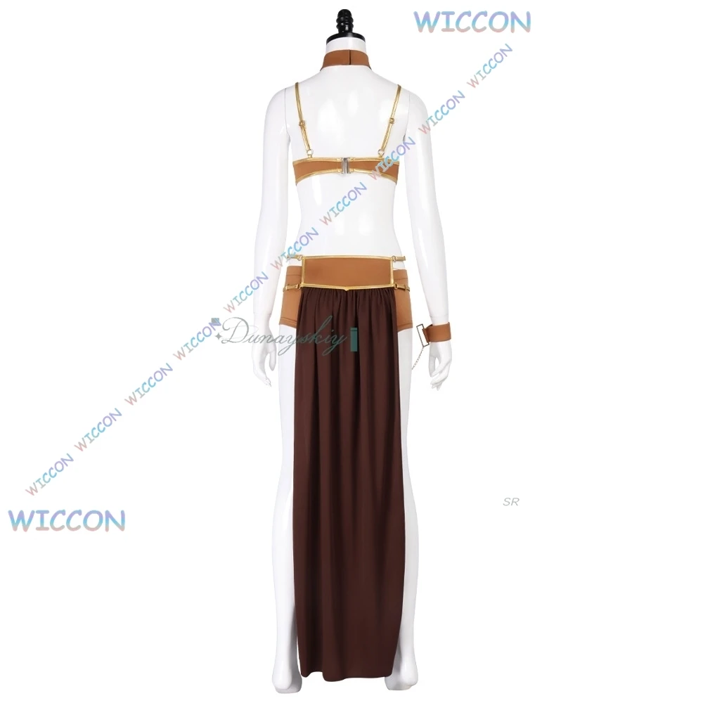 섹시한 공주 노예복 골든 비키니 세트 리리아 코스프레 의상 초커 완벽한 영화 할로윈 파티 카니발 의상