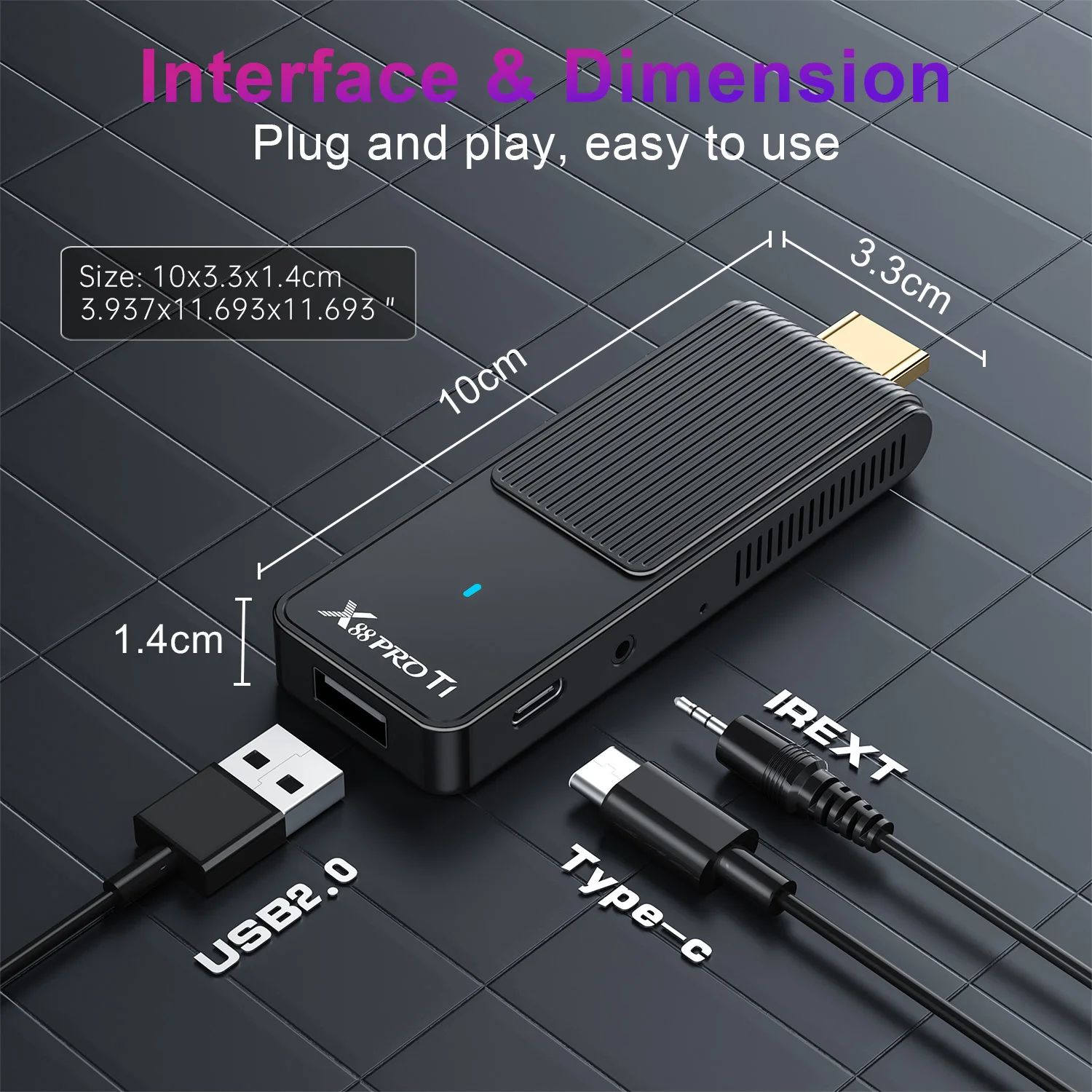 عصا التلفاز الذكية X88 PRO T1 Android TV Stick Android 14 RK3518 Wifi6 4K مشغل الوسائط صوت عن بعد مساعد جهاز التلفزيون العالمي
