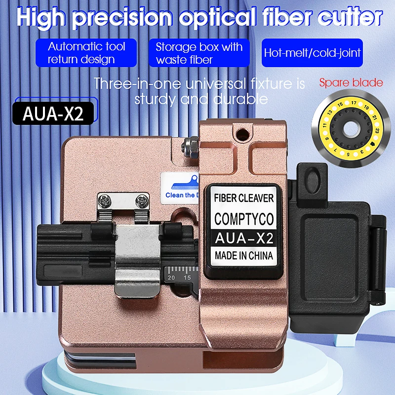 COMPTYCO AUA-X2/X3(Optional) Fiber Cleaver FTTH Cable Fiber Optic Cutting Knife Three-in-one clamp slot 24 Surface Blade