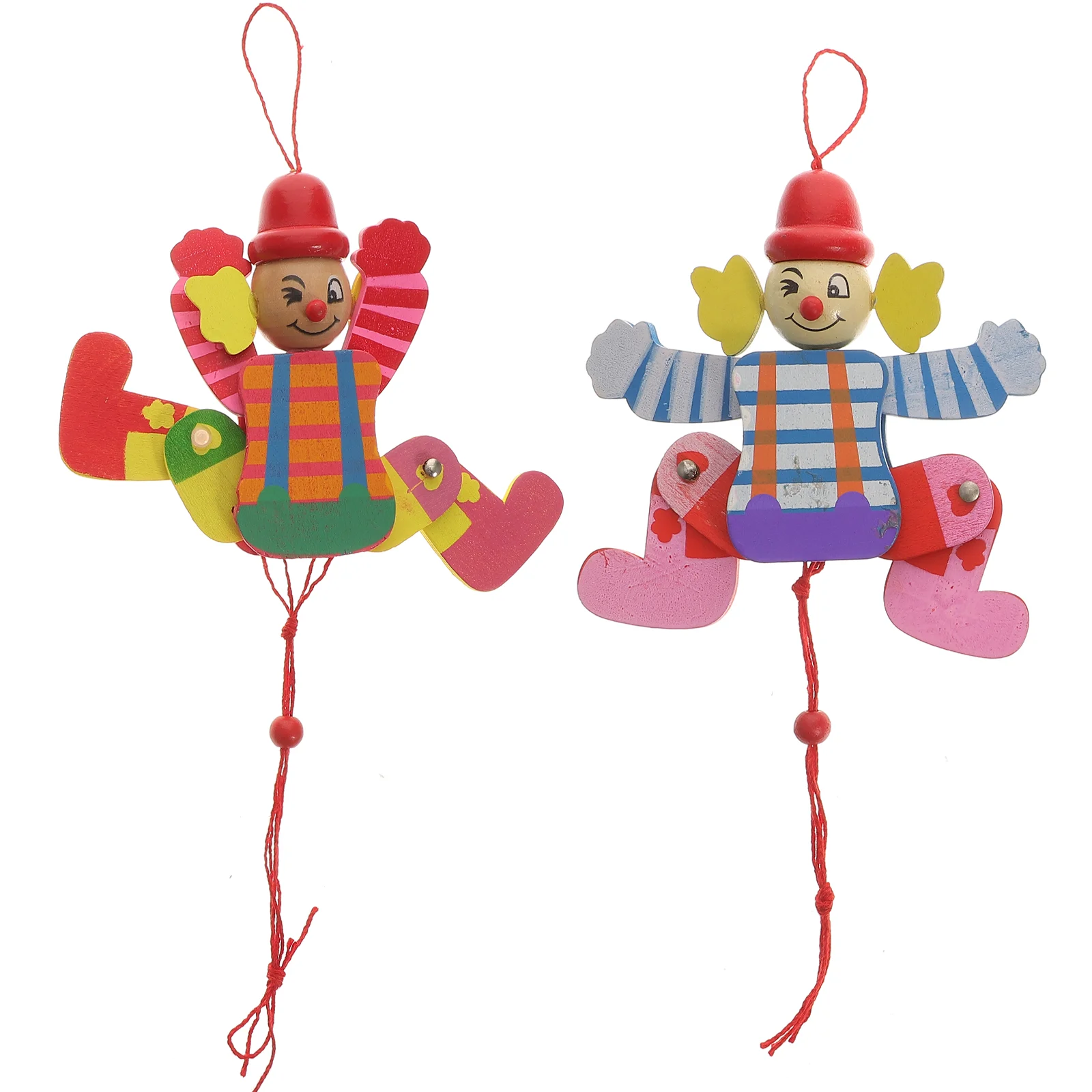 2 Pcs The Marionettes Puppet Show Prop Clown Lift Thread Puppets Funny Craft Wood Child