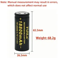 26650 Battery 18800mAh 3.7V 50A Li-ion Rechargeable - High Capacity for LED Flashlight + Fast Charger Protected Affordable