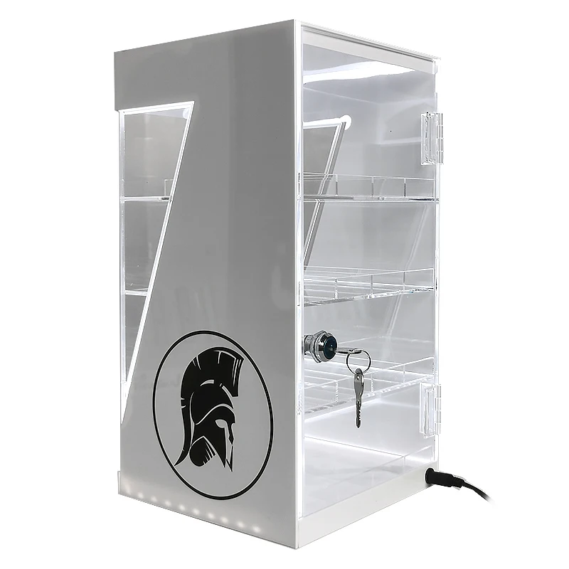 custom.Tinya LED Light Display Rack Totacco Essential Oil Display 4-shelf Acrylic Locking Display Smoke Shop