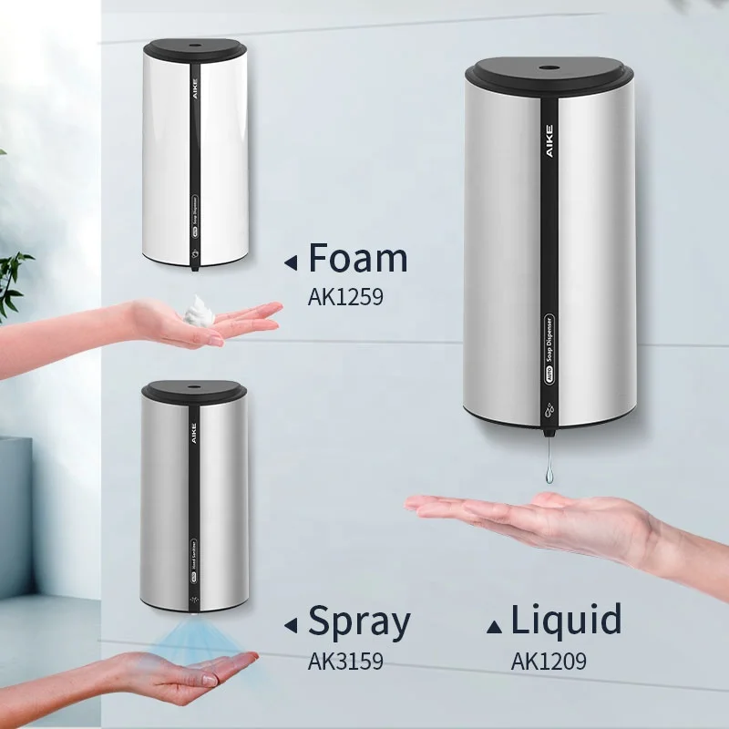 AK1209 Automatic Dispensing 850ml Sanitary Hotel Washroom Kitchen Sensor Smart Liquid Soap Dispenser Bottle Dish
