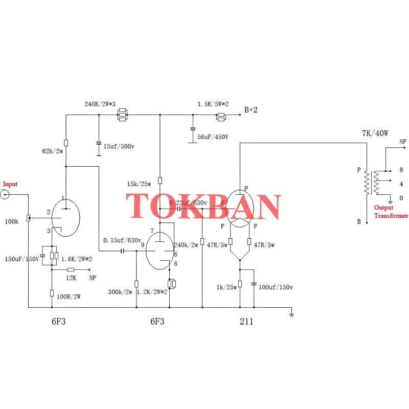 Tokban 6F3 211 Tube Amplifier Diy Kit 12w*2 High Power Low Distortion Single-Ended Class A Amp Combo HIFI Amplifier Audio