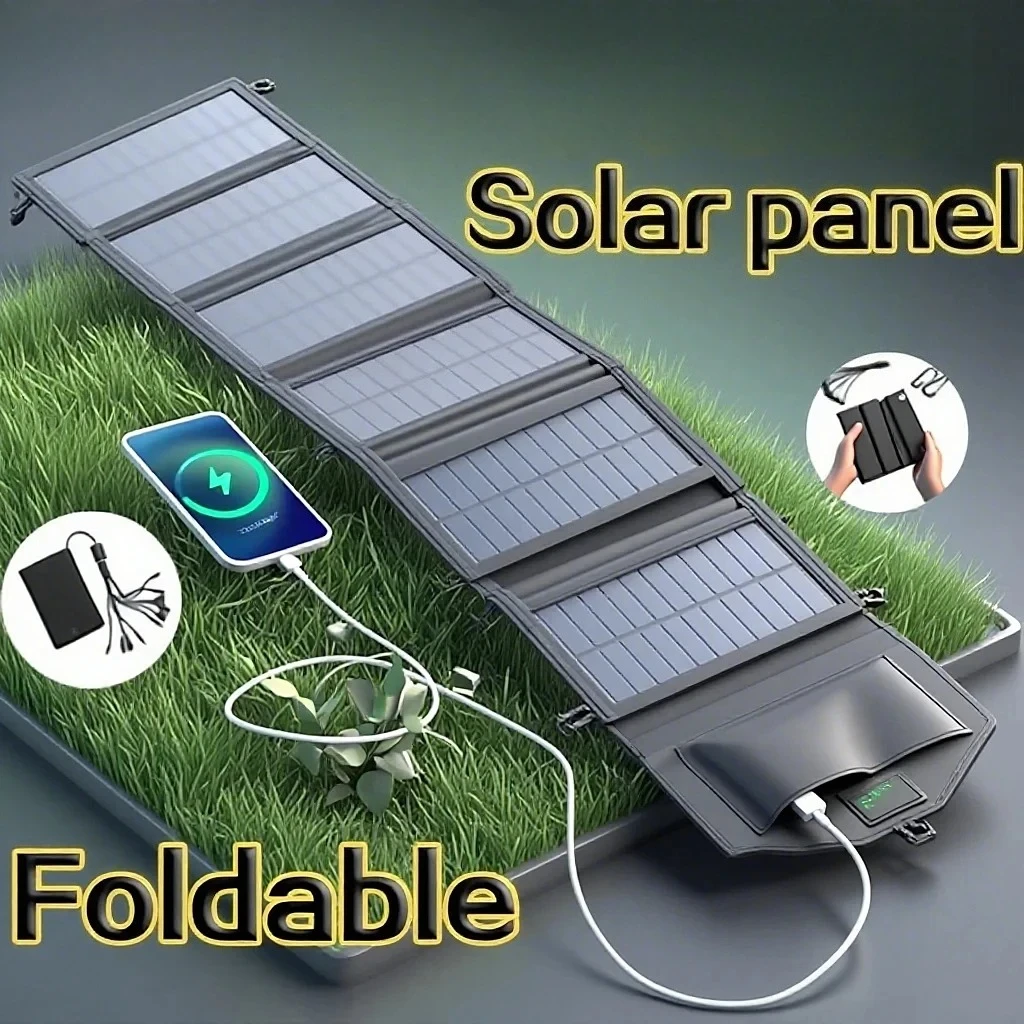 100W High Power 6 Fold Portable Solar Panel 20wh Fast Charger USB 5V DC Full Time Mobile Power Supply