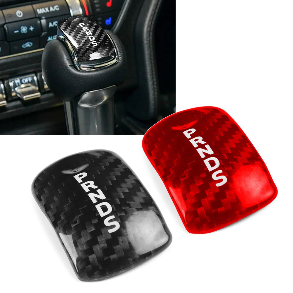 Carbon Fiber Inner Gear Shift Knob Cover Head Trim For Ford Mustang 2015 2016 2017 2018 2019 2020 2021 2022 2023 Car Accessories