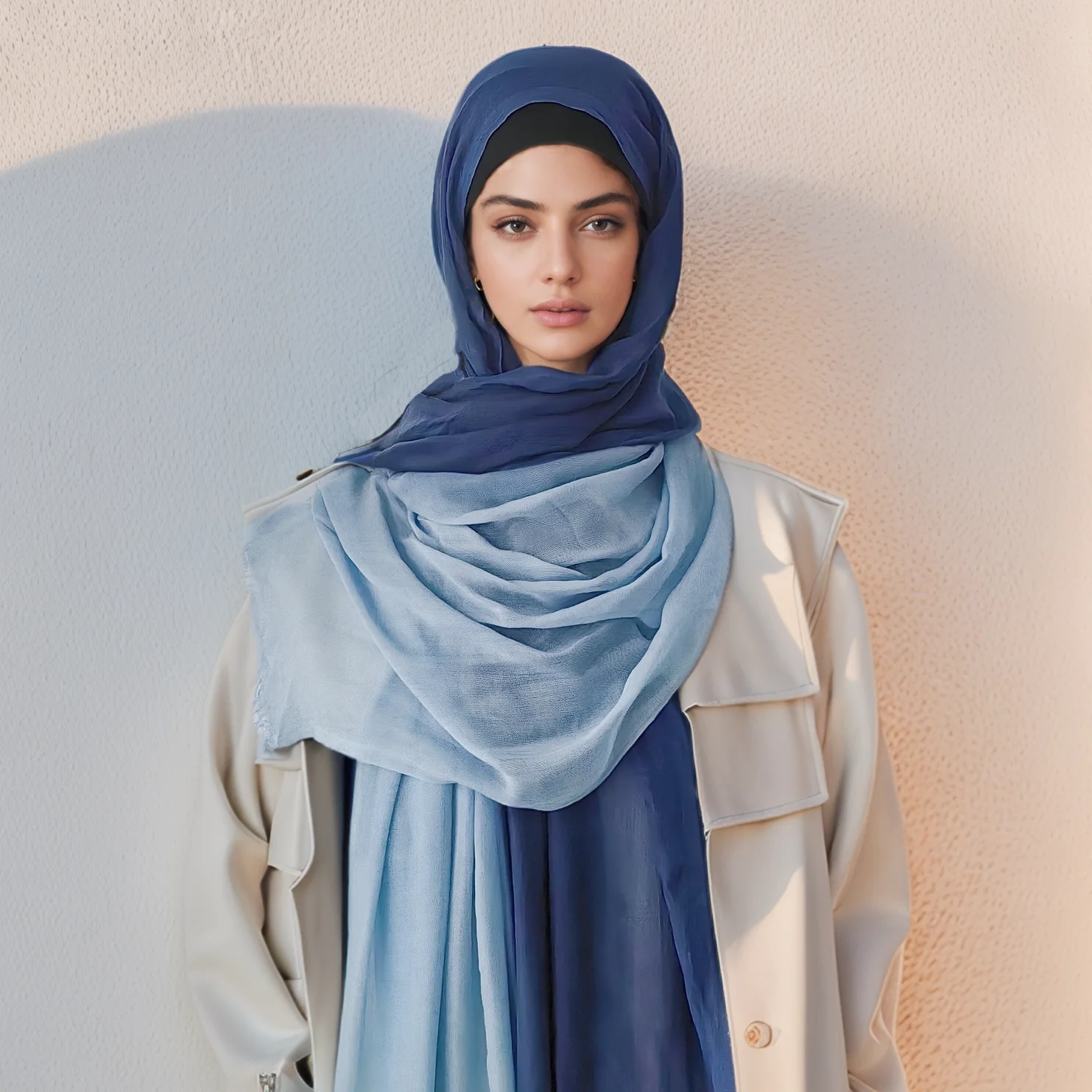 Oversize Ombre Print Scarf Cotton Viscose Soft Hijab New Brand Design Headscarf Turban Solid Color Fashion Women Wraps