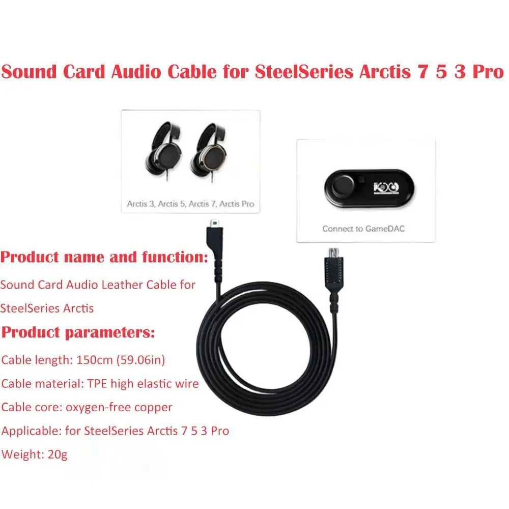 Headphone Sound Card Cable Accessories High Quality Audio Cable Replacement Sound Card for SteelSeries Arctis 7 5 3 Pro Headset