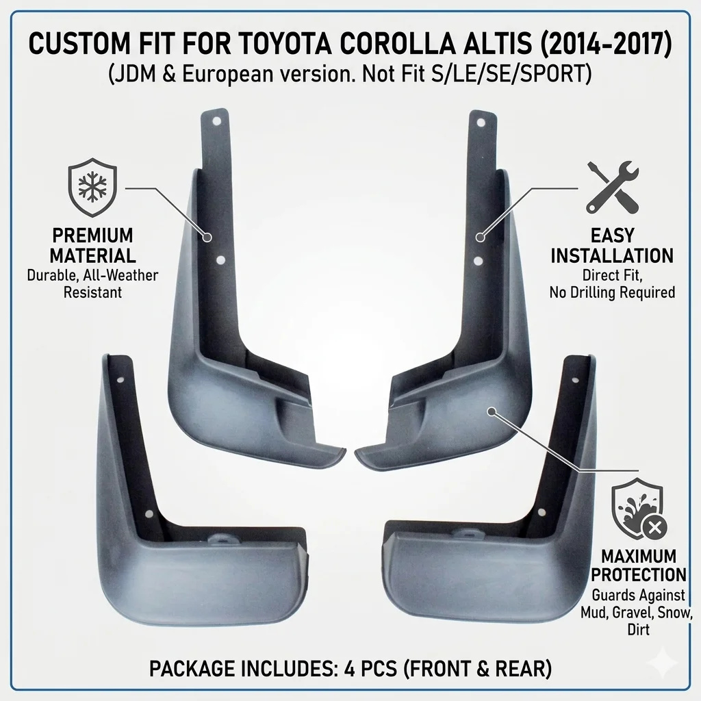 

Paitime Mud Flaps for 2014-2017 Toyota Corolla Altis Front Rear Mudguards Splash Guards Fender Flares