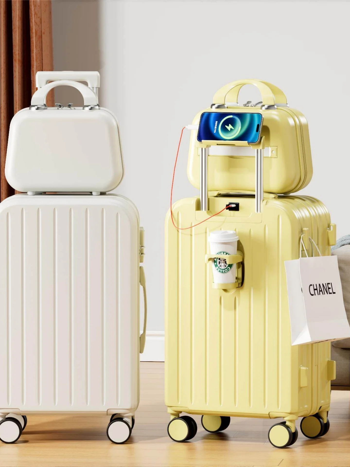 durable-luggage-suitcase-women's-24-inch-travel-bag-with-password-lock-sweet-style-polyester-universal-use