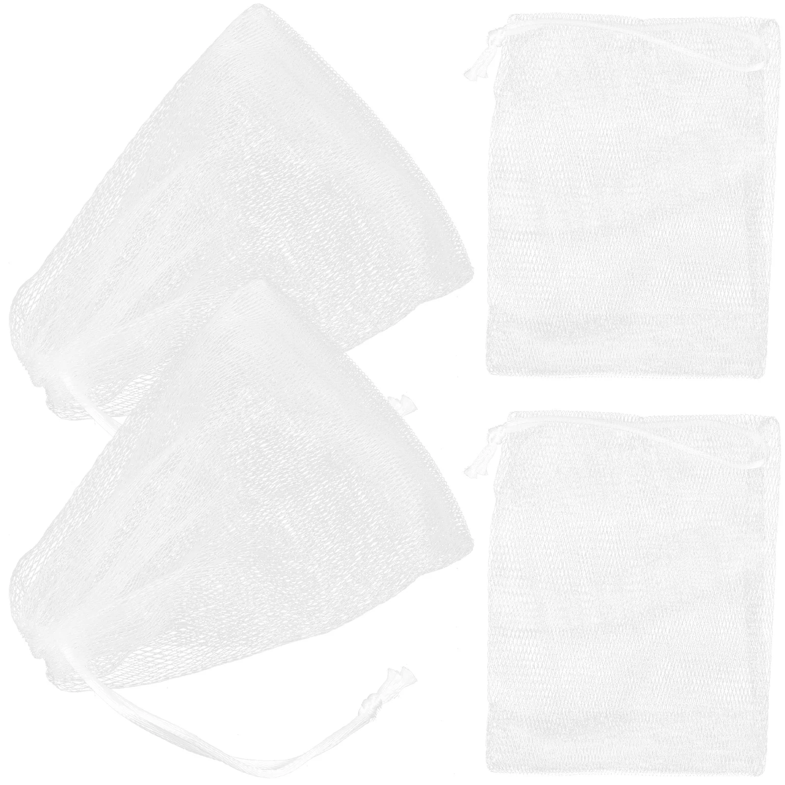 

4pcs Bubble Net Soap Mesh Pouch High Quality Durable Hygienic Drawstring Design Easy Closure For Bathroom Soap Saver Body Facial