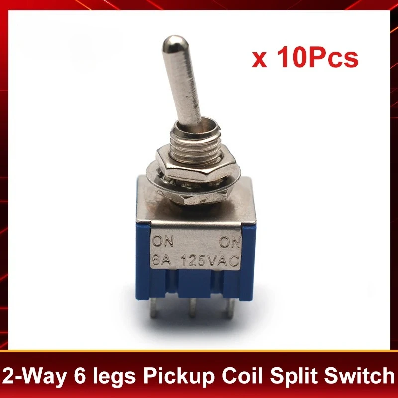 2-Way 6 legs Mini Electric Guitar Humbucker Pickup Coil Split Selecting Switch AC 125V 6A ON/ON Blue