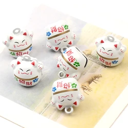 18mm White Lucky Cat Bell Jingle Bells Loose Beads DIY Handmade Bells For Charm Bells Necklace Fit Festival/Party/Pet's Necklace