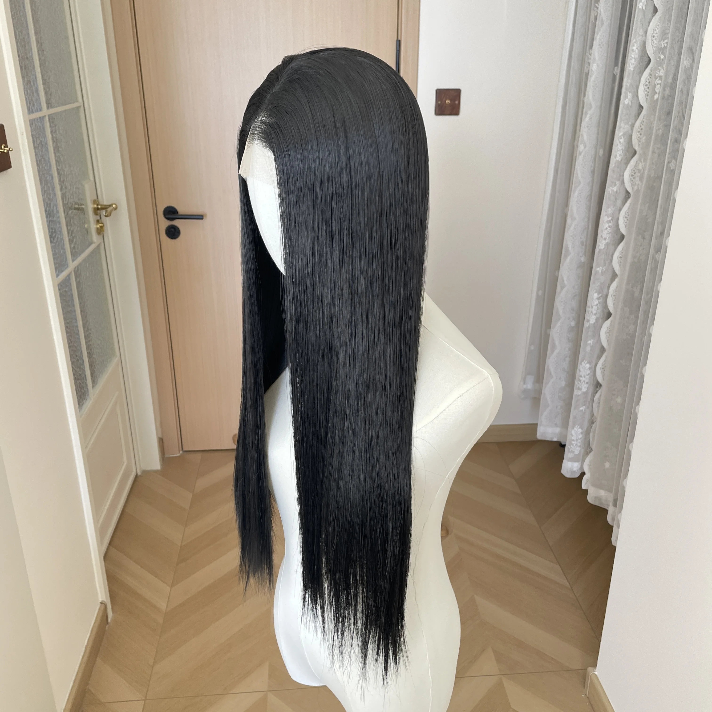 parrucche-in-pizzo-integrale-in-capelli-sintetici-nero-intenso-per-donne-di-colore-resistenti-al-calore-26-pollici-di-lunghezza-lisci-interamente-annodate-a-mano-con-riga-libera-dall'aspetto-naturale