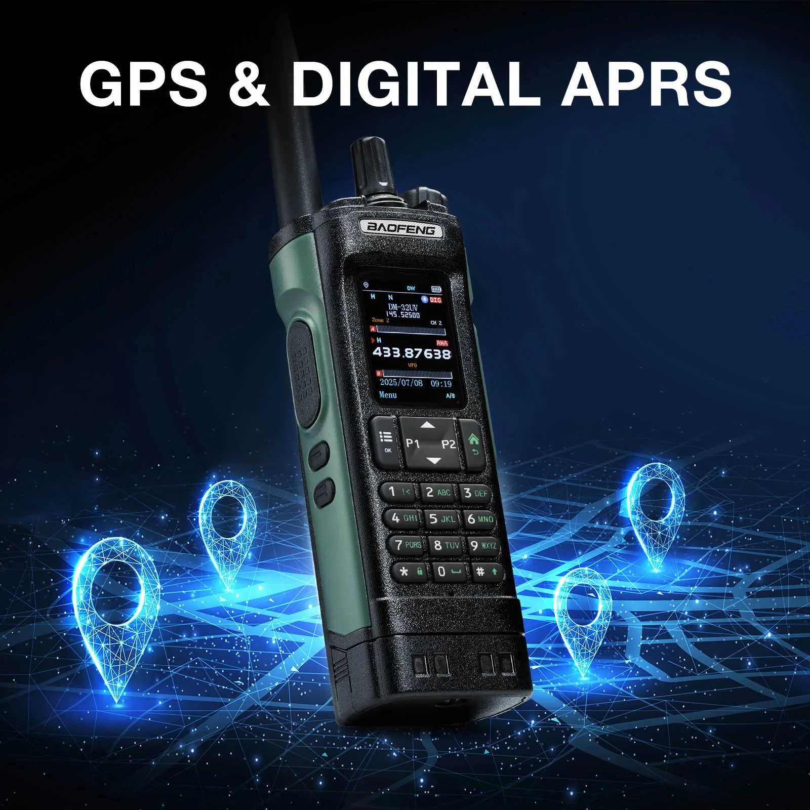 Digital Walkie Talkie Baofeng Dmr Dm32 Gps Aprs Dm-32 Dual Mode Analog Dual Time Slot Air Band Digital Call For Uv-32 Ham Radio
