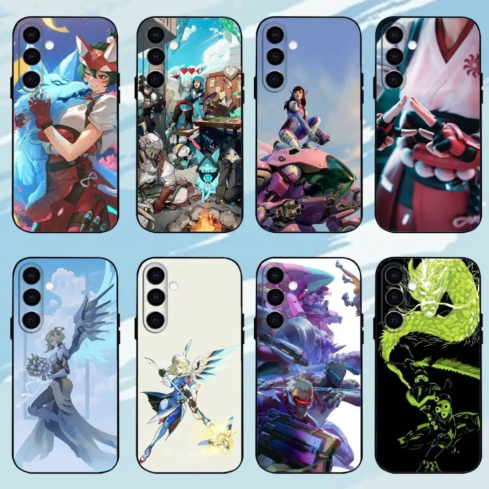 لعبة O-Overwatch حافظة هاتف شل سوداء لهاتف سامسونج جالاكسي A73، A72، A71، A70، A53، A52، A51، أخرى غلاف أسود ناعم #1