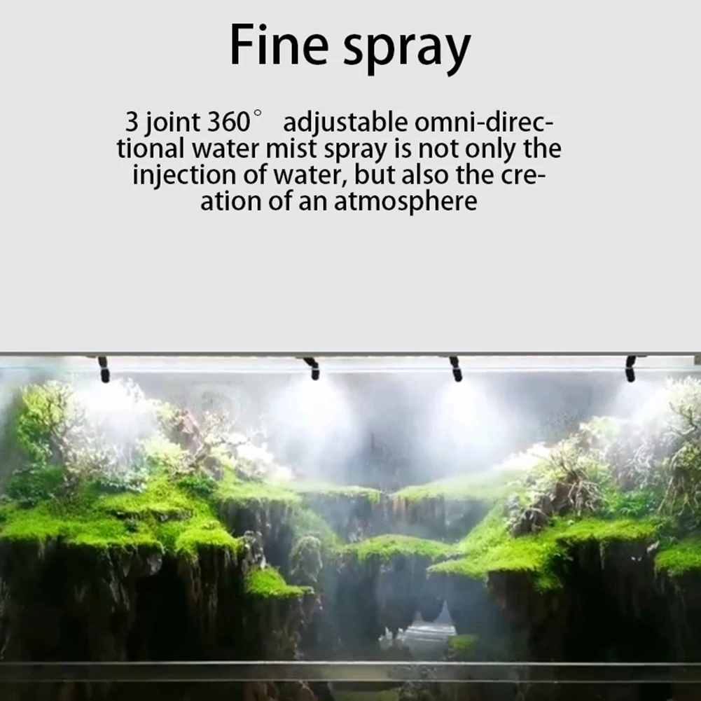 ABYN-MIUS 2X Reptiles Fogger Mist Sprinkler Rainforest Tank 360 Adjustable Aquarium Aquatic Pet Cooling System