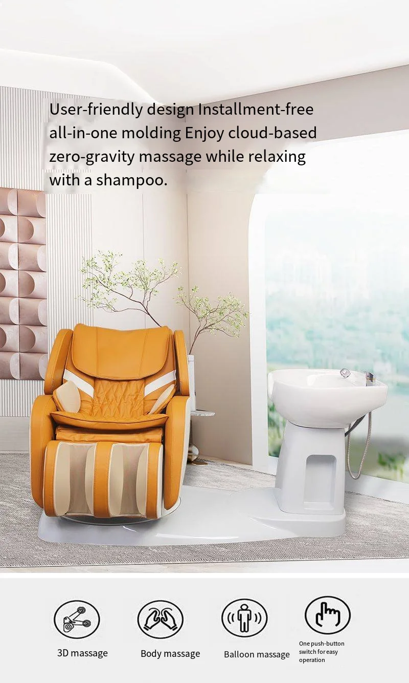 #High-grade Modern Luxury PU Leather Swivel Automatic Single Head Treatment Flush Bed Multi-functional Hair Care Massage Chair 6