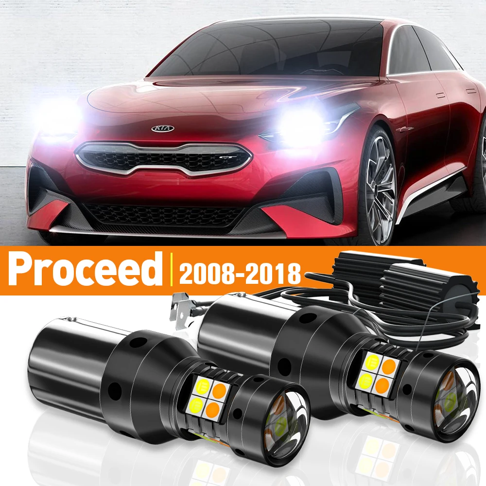 2x LED Dual Mode Turn Signal+Daytime Running Light DRL For Kia Proceed 2008-2018 2010 2011 2012 2013 2014 Accessories Canbus