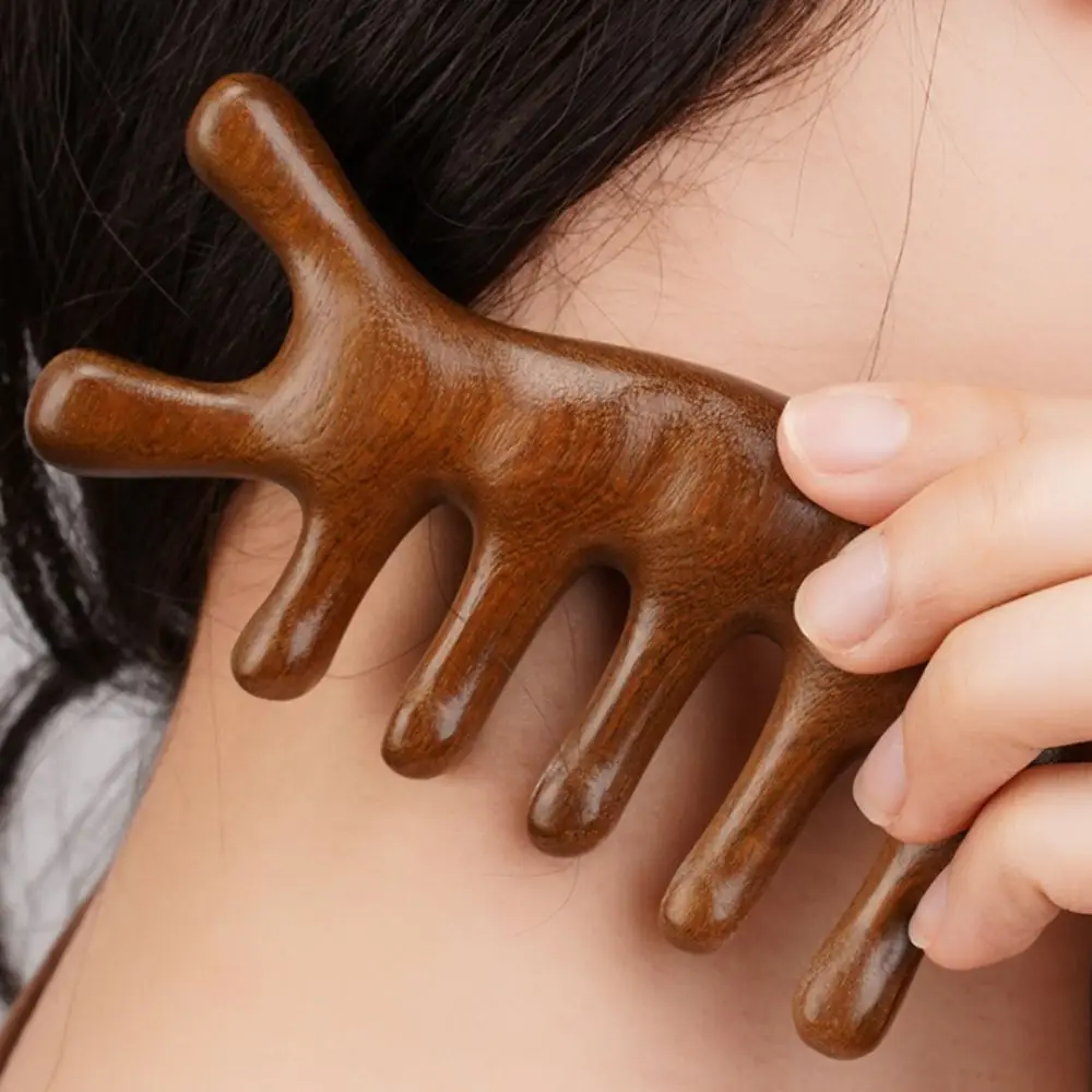 مشط تدليك ميريديان بخمسة أسنان معلق متعدد الوظائف لتدليك الرأس بأسنان واسعة يساعد على الدورة الدموية #5