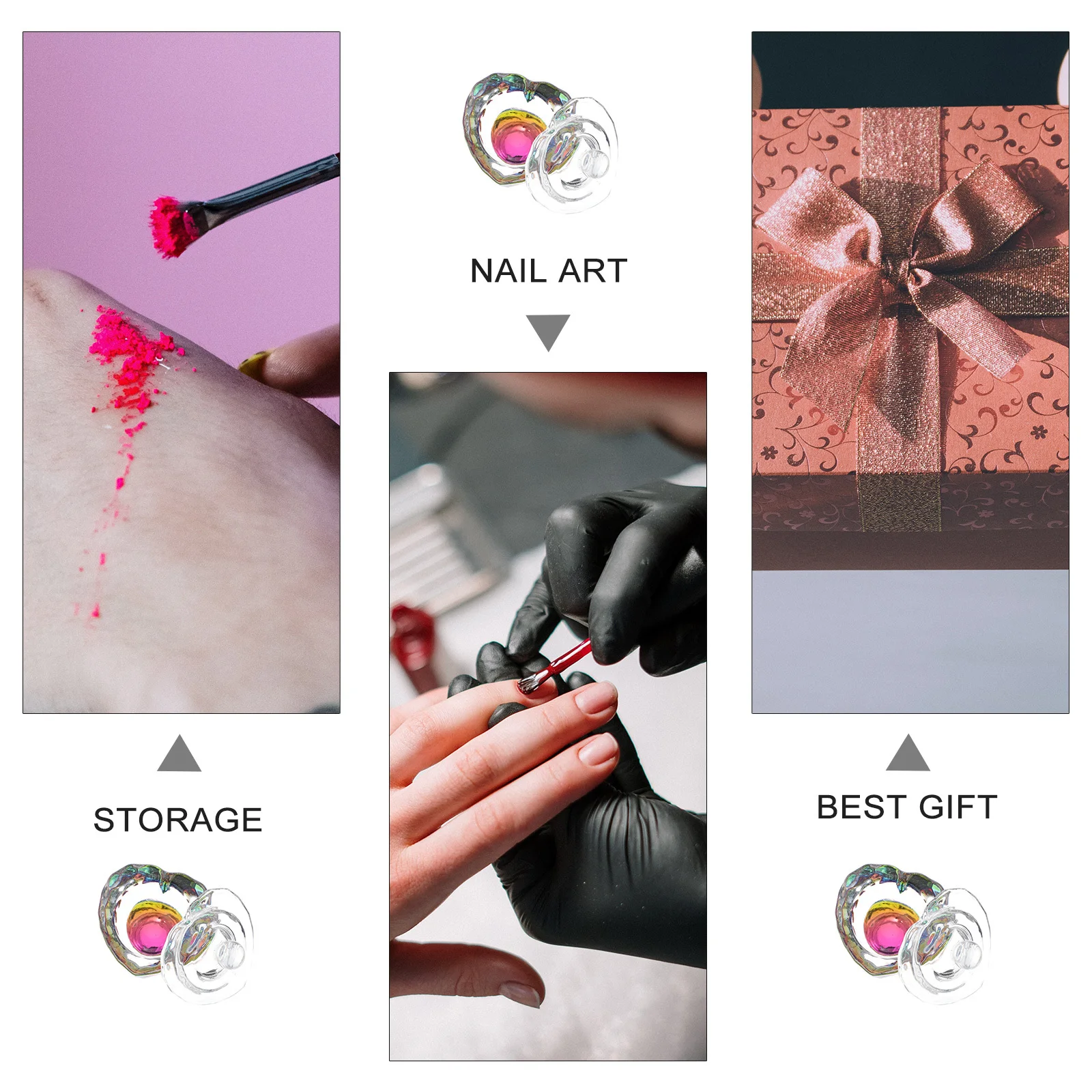 2 pçs copo de cristal da arte do prego com tampa vidro premium para misturar líquido e pó leve conjunto de ferramentas manicure para uso doméstico diy