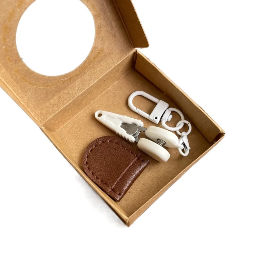 High Precision Art Mini Scissors Colorful Hook Buckle Keychain Design Small Thread Cutting Tool Straight Tip with Storage Box