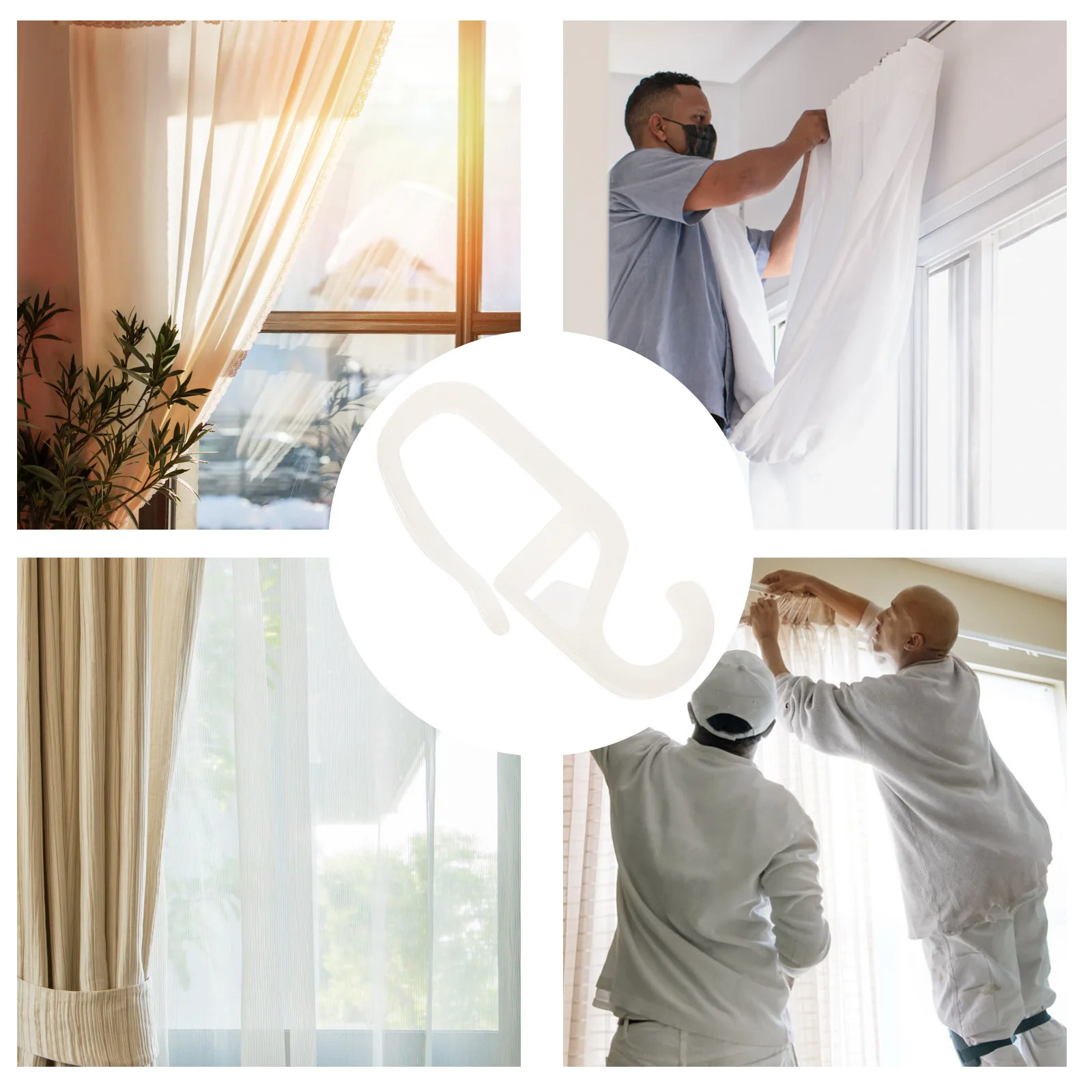 Ganchos de polea para riel de cortina, colgadores de riel de plástico para cortinas de ducha, accesorios para colgar cortinas montados en el techo, 10 Uds.