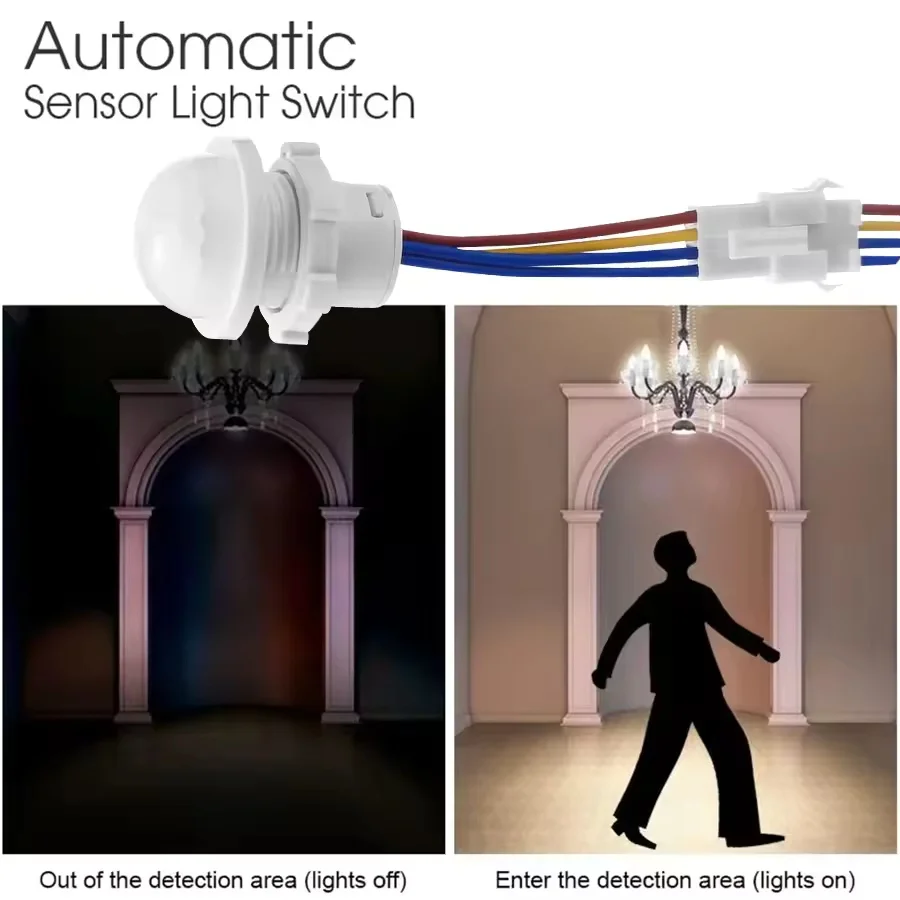 AC110V 220V Sensor Gerak Mini Pir Sensor Gerak Inframerah Sensor Sakelar Pintar Sensor Otomatis Tubuh Manusia Rumah Pintar Lampu Malam