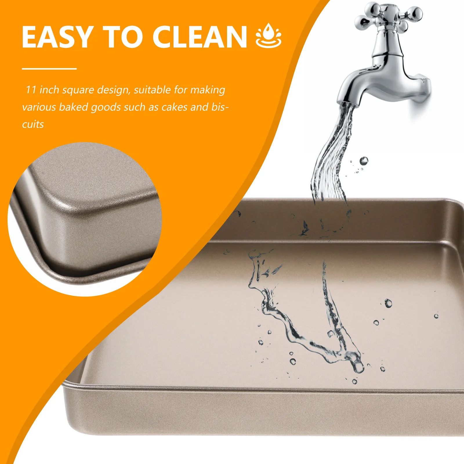 

Антипригарная форма для выпечки 11 дюймов, квадратная, из углеродистой стали, многоразовая, для тортов, печенья, тостов, десертов, легко моется, безопасна для духовки, для кухни