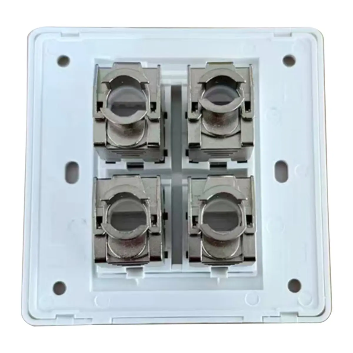 ABGN 4 Sockets CAT6A RJ45 Faceplate LAN Network Outlet Jack Shielded Ethernet Wall Panel Board 86x86mm Network Installation