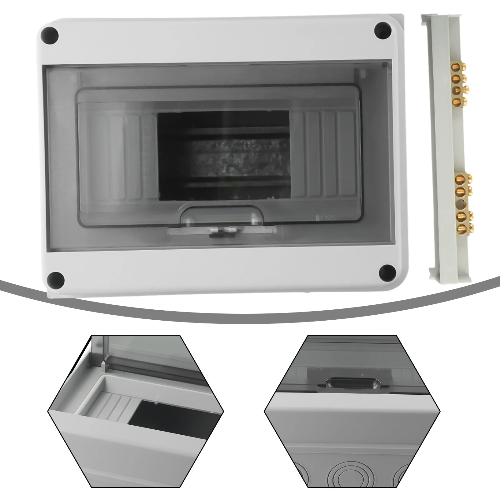 Outdoor Waterproof Distribution Box PC Surface-Mounted 1Row 8 Modules IP65 Fuse Box Connector Terminal 200X155X95mm Electrical