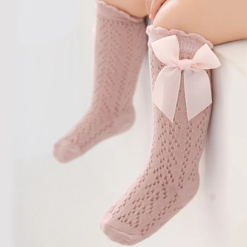 1 Pairs of Baby Girl Socks Toddler High Socks Mesh Bow Socks Breathable Thin Let Go of CHILDREN\'S Stockings in Summer